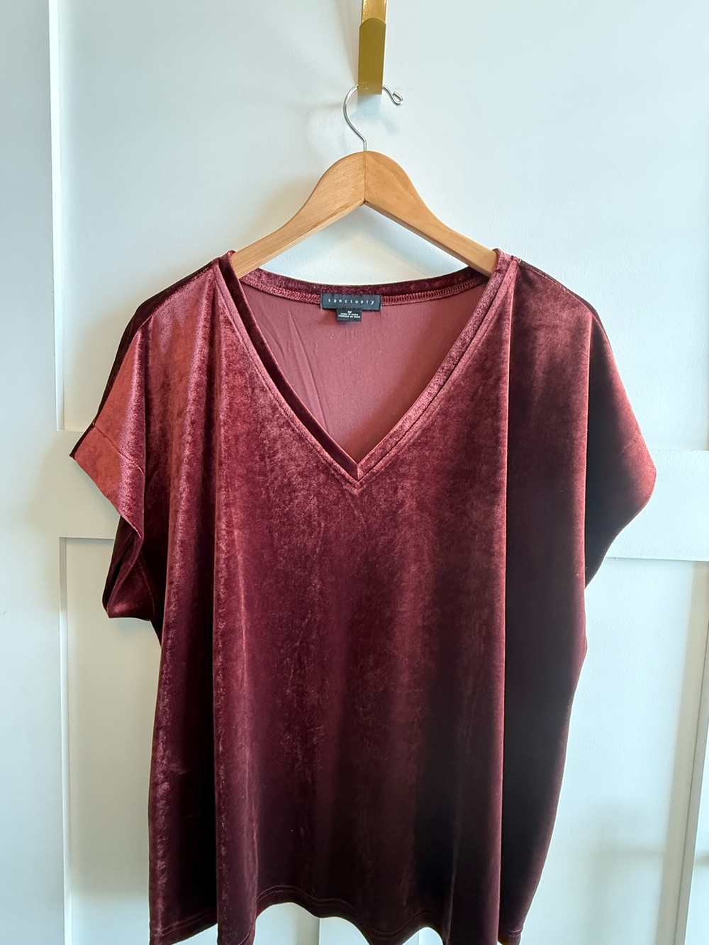 Sanctuary Velvet V-Neck Tunic in Burgundy